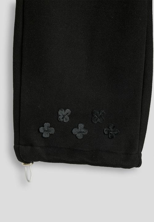 Pop Candy - Floral applique detail sweatshirt with drawstring sweatpants - black