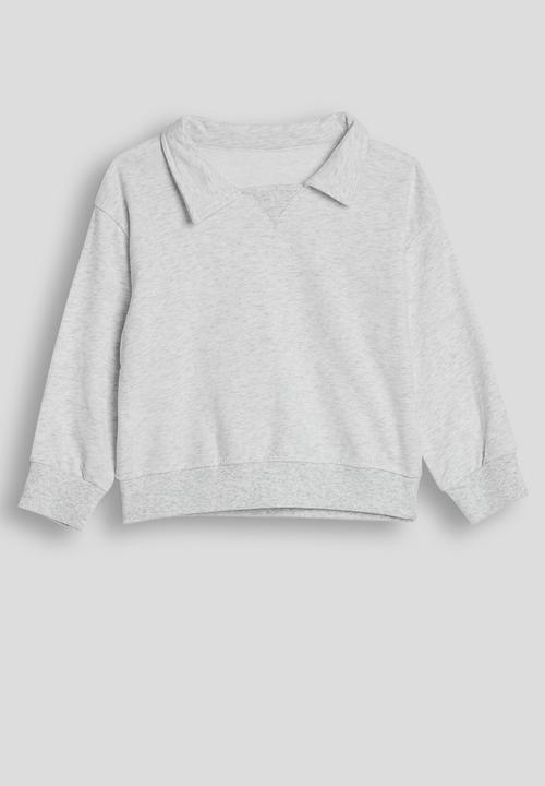 Pop Candy - Johnny collar sweatshirt with joggers - white smoke