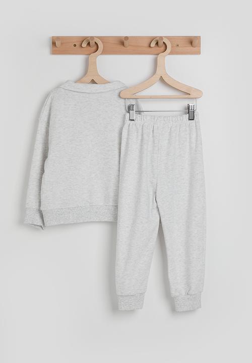 Pop Candy - Johnny collar sweatshirt with joggers - white smoke