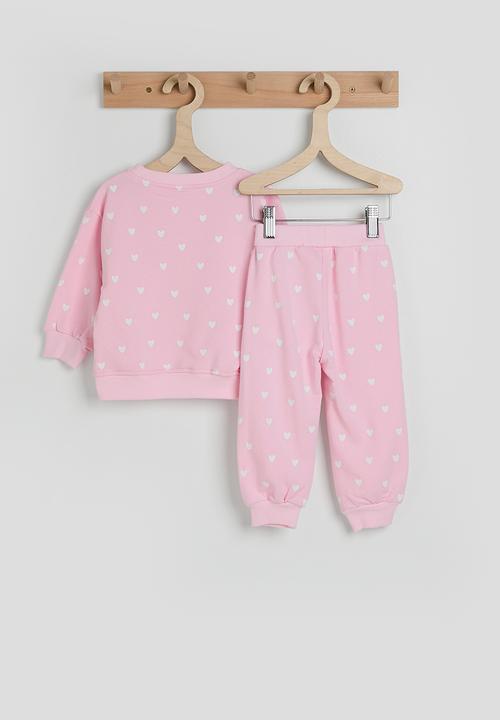 Pop Candy - Heart aop sweatshirt with joggers - millenial pink