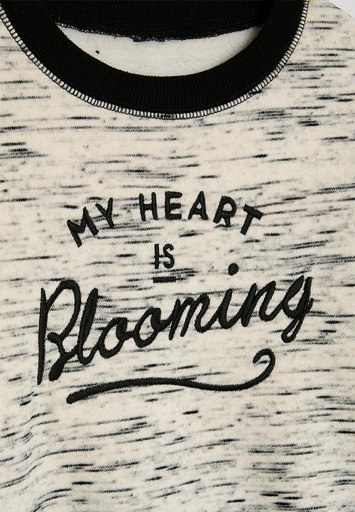 Pop Candy - Melange slogan print sweatshirt - barley/black