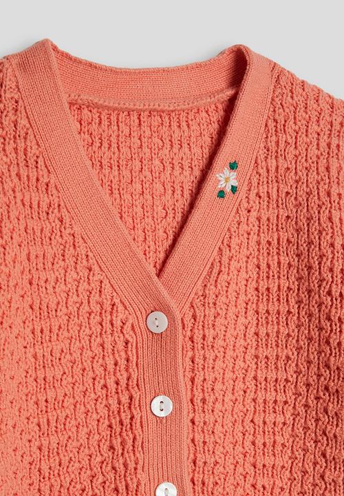 Pop Candy - Textured knit cardigan - coral pink