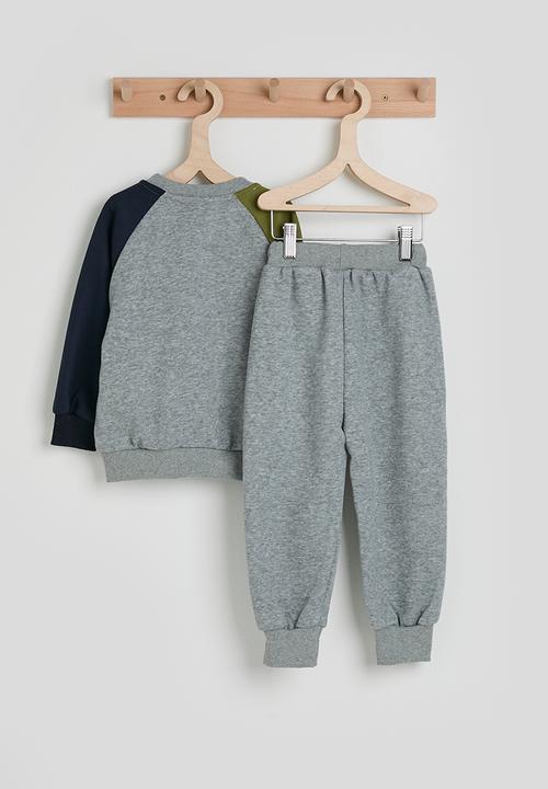 Pop Candy - Colour block sweatshirt with joggers - grey/multi