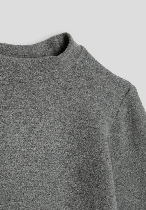 Pop Candy - Brushed cotton mock neck top - grey