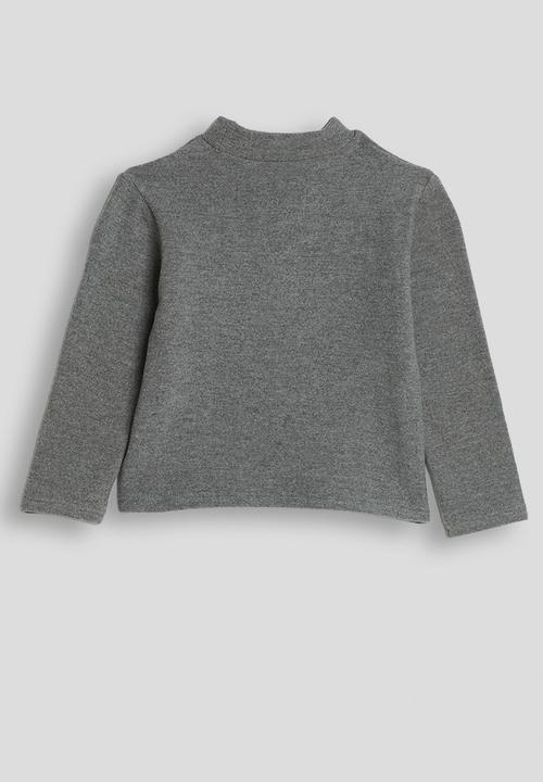 Pop Candy - Brushed cotton mock neck top - grey