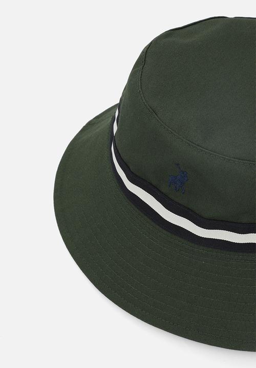 POLO - Monogram Reversible Bucket Hat - Green/Stone