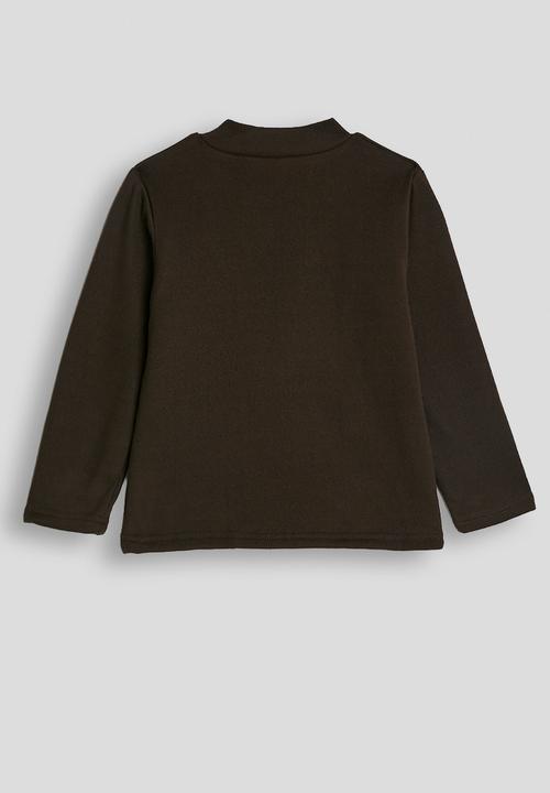 Pop Candy - Ribbed high neck top - dark brown