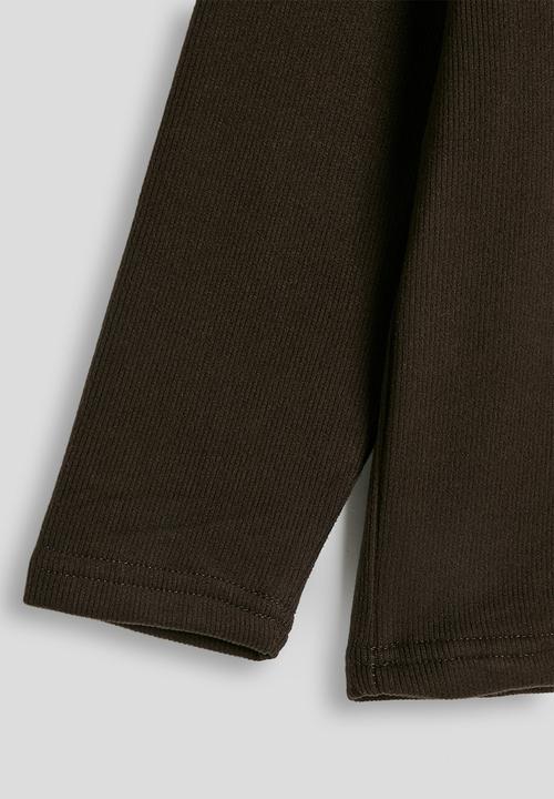 Pop Candy - Ribbed high neck top - dark brown