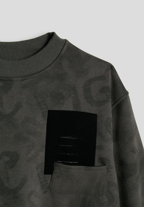 Pop Candy - Letter aop sweatshirt - grey tonal