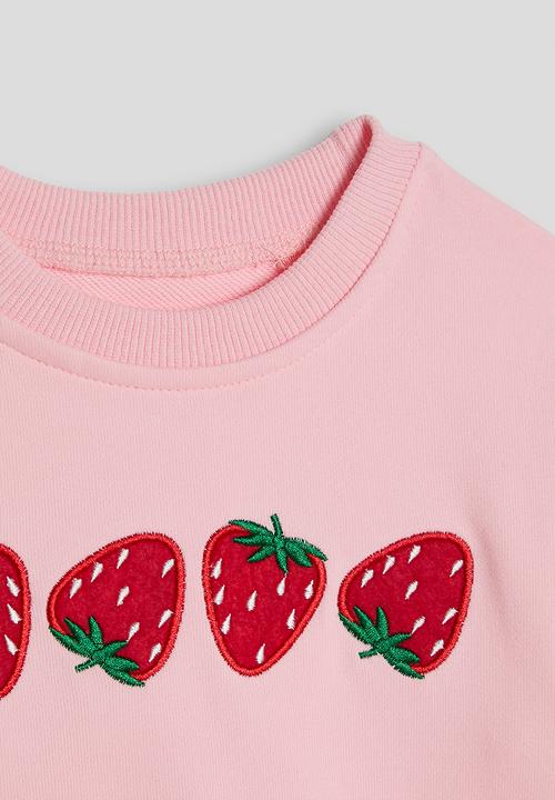 Pop Candy - Embroidered strawberry sweatshirt & joggers - pink