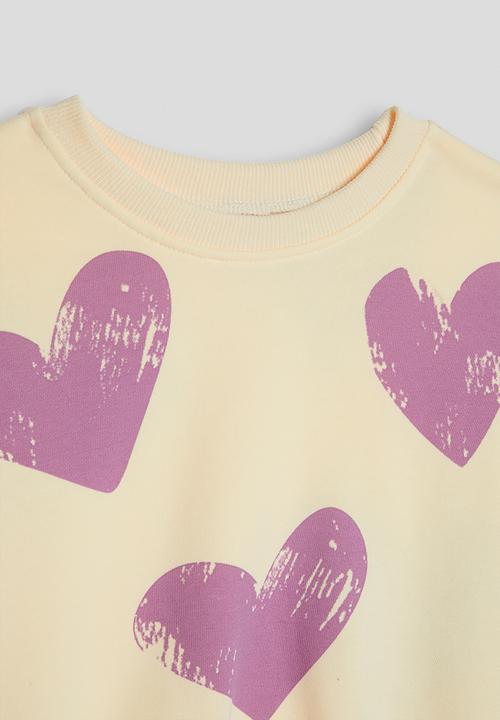 Pop Candy - Heart aop sweatshirt - barley/light purple