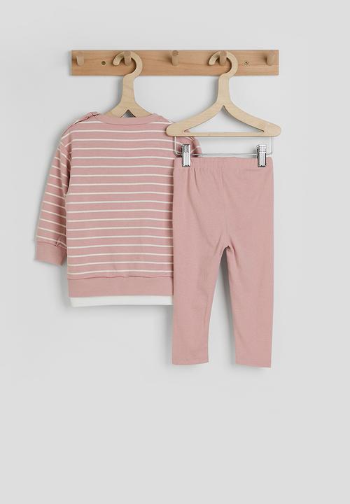 Pop Candy - Bow applique sweatshirt with leggings - pink/stripes
