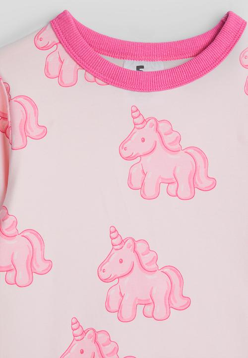 Cotton On - Dreamdrift Long Sleeve Pj Set - Tea Party Pink/Gummy Unicorn Glow