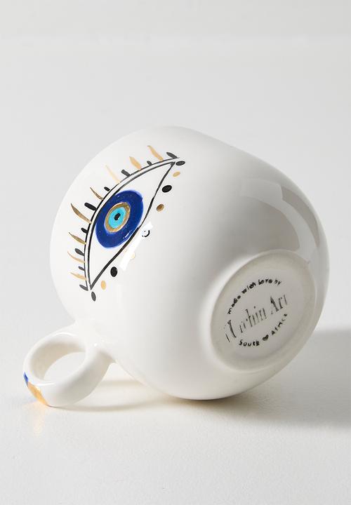 Urchin Art - Bubble Mug B Evil Eye - white