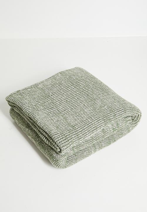 Sixth Floor - Kairo Stone Washed Knit Bed Throw Moss
