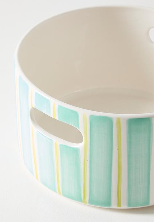 Urchin Art - Orchard Pot 30 Handle - Green Stripes