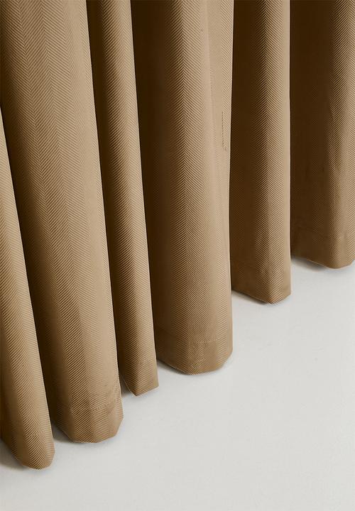 Sixth Floor - Herringbone Velvet Selflined Curtain Taped - Sand