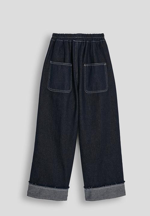 Pop Candy - Turn-up cuff jeans with applique mushrooms - navy