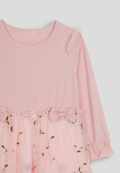 Pop Candy - Embroidered tulle skirt dress - dusty pink