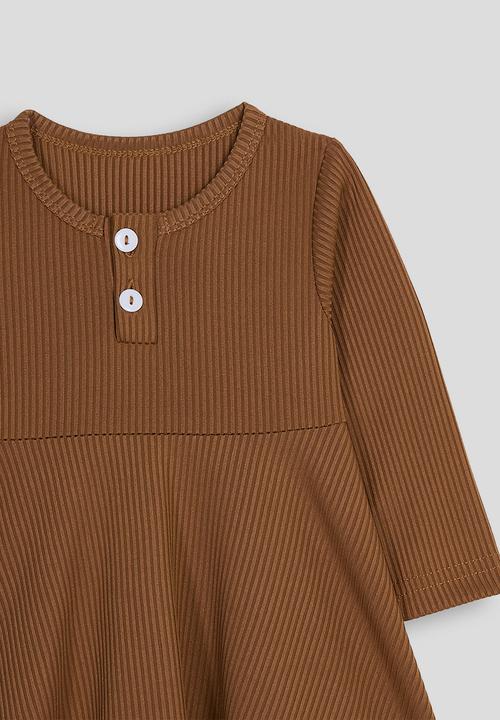 Pop Candy - Ribbed fit and flare dress - brown