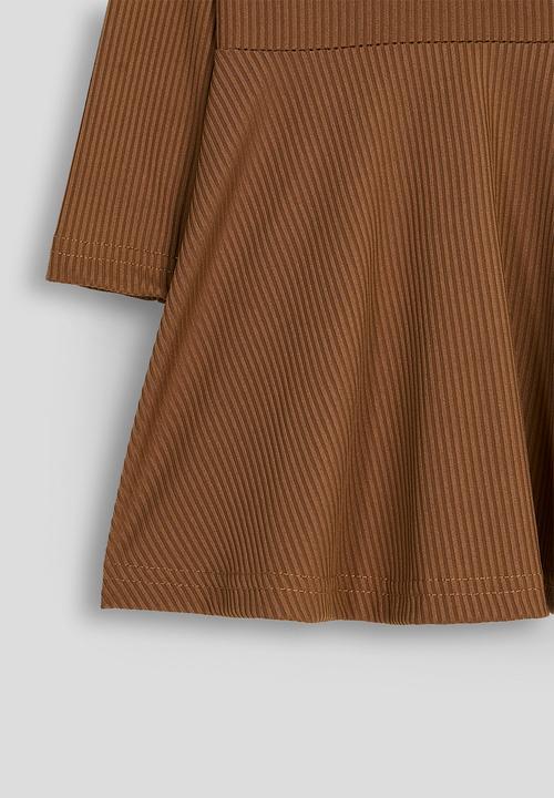 Pop Candy - Ribbed fit and flare dress - brown