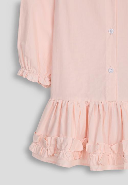Pop Candy - Peter pan collar shirt dress with frilled hem - pink fraud