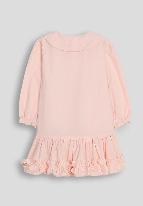 Pop Candy - Peter pan collar shirt dress with frilled hem - pink fraud