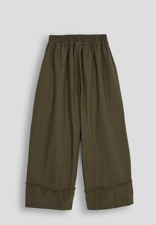 Pop Candy - Frayed edged cuff wide leg pants - java brown