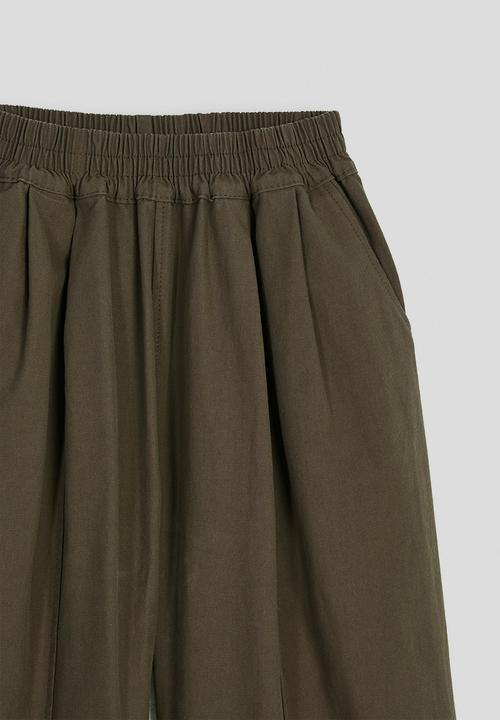 Pop Candy - Frayed edged cuff wide leg pants - java brown