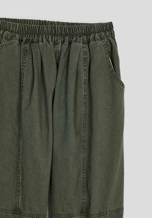 Pop Candy - Panelled wide-leg pants with drawstring hem - khaki olive