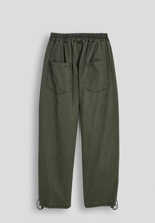 Pop Candy - Panelled wide-leg pants with drawstring hem - khaki olive