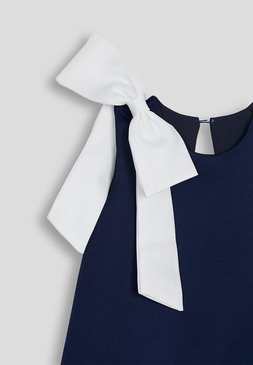 Pop Candy - Aline dress with statement bow - navy/white