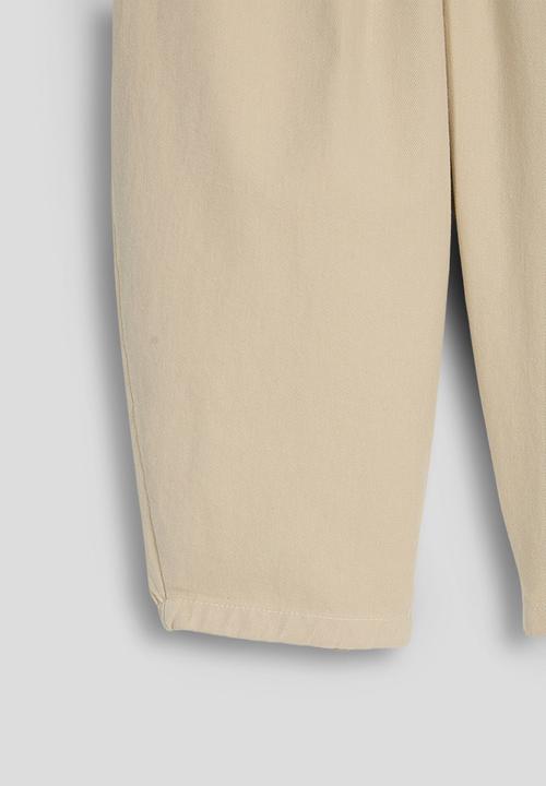 Pop Candy - Twill elasticated waist barrel pants - dutch white