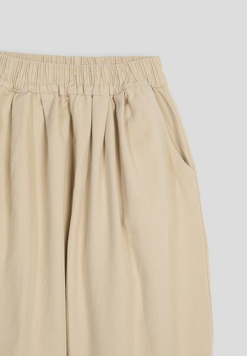 Pop Candy - Twill elasticated waist barrel pants - dutch white