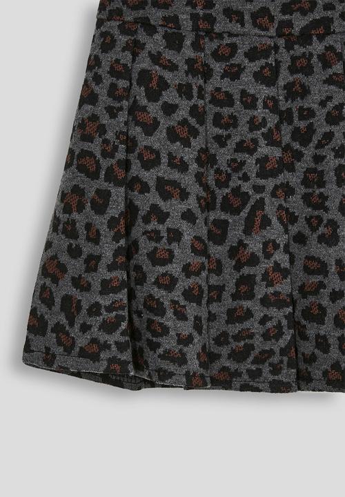 Pop Candy - Fork pleated basque mini skirt - grey/leopard print