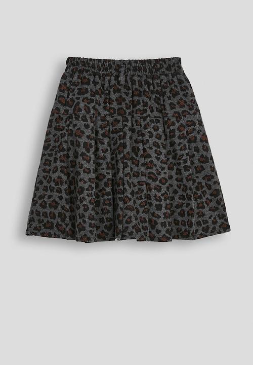 Pop Candy - Fork pleated basque mini skirt - grey/leopard print