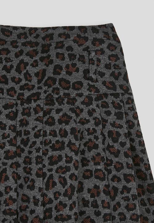 Pop Candy - Fork pleated basque mini skirt - grey/leopard print