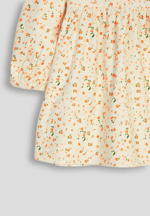 Pop Candy - Pleated collar dress - milk punch/floral aop