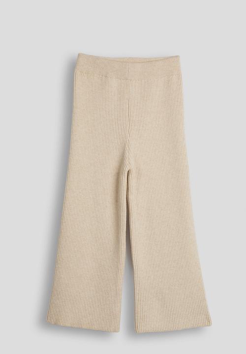 Pop Candy - Ribbed wide leg pants - wheat brown