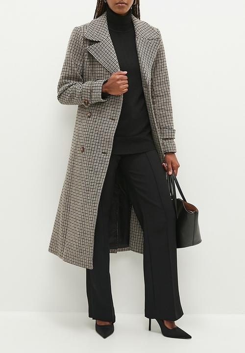 Pringle of Scotland - Haley houndstooth coat - brown