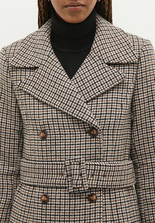 Pringle of Scotland - Haley houndstooth coat - brown