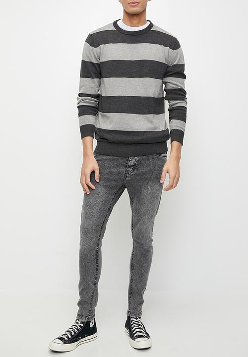 Brave Soul - Denim Skinny Lux  Jeans - Grey Acid Wash