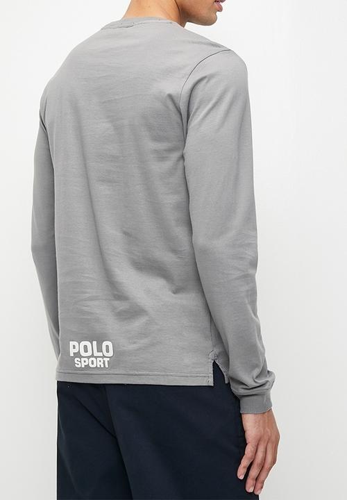 POLO - Men Sport Long Sleeve Logo Tee - Charcoal