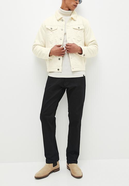 Superbalist - Sherpa lined denim trucker jacket - Ecru