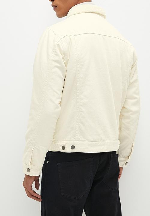 Superbalist - Sherpa lined denim trucker jacket - Ecru