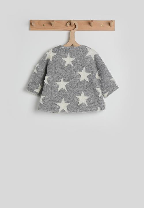 Pop Candy - Melton collarless jacket - cloud grey/star aop