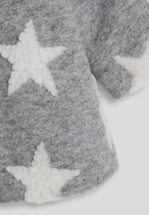 Pop Candy - Melton collarless jacket - cloud grey/star aop