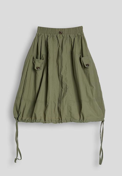 Pop Candy - Drawstring top & midi skirt - army green