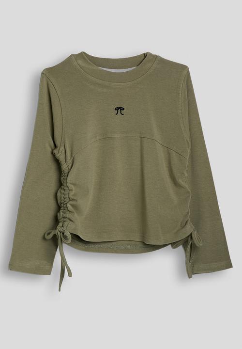 Pop Candy - Drawstring top & midi skirt - army green