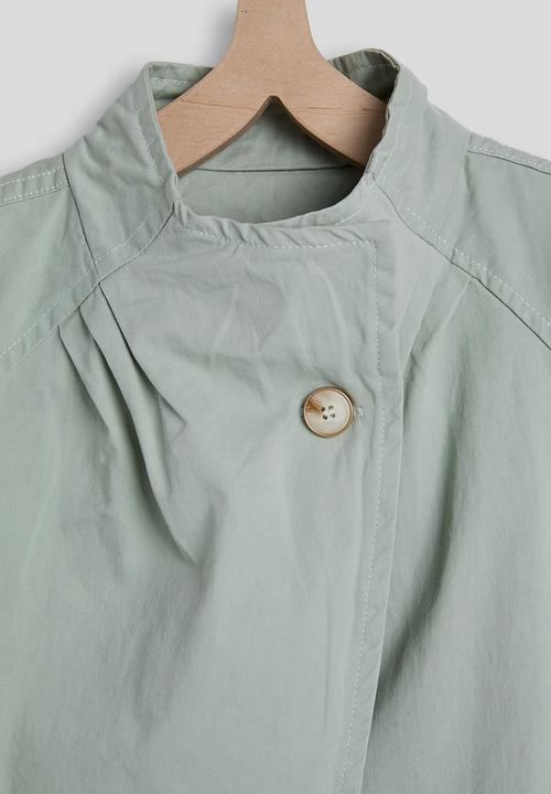 Pop Candy - Funnel collar batwing jacket - light sage